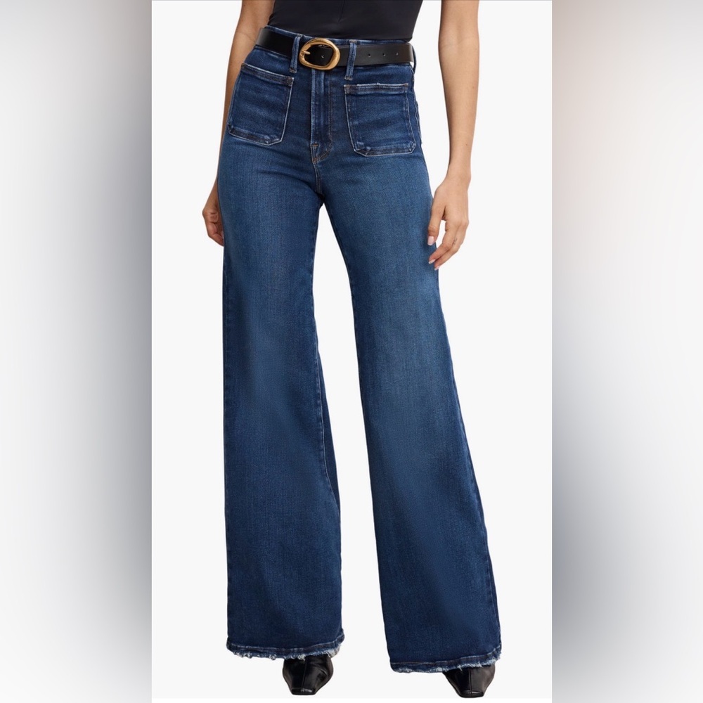 Women's Good American size 6 Palazzo Wide-Leg Blue Jeans